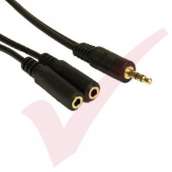 3.5mm Stereo Male-2x  Female Splitter 0.2Mtr Black