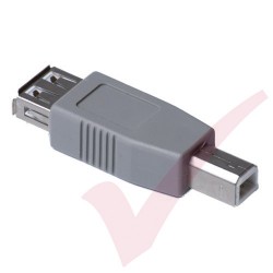 Grey - USB 2.0 A Female to B Male Gender Changer Coupler