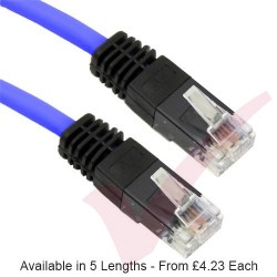 Blue - RJ45 Cat5e UTP PVC Cross Over Patch Cable with Black Boots