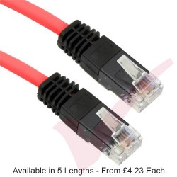 Red - RJ45 Cat5e UTP PVC Cross Over Patch Cable with Black Boots