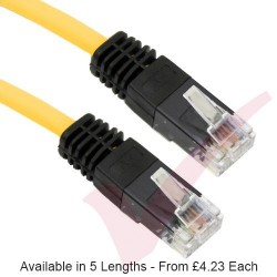 Yellow - RJ45 Cat5e UTP PVC Cross Over Patch Cable with Black Boots