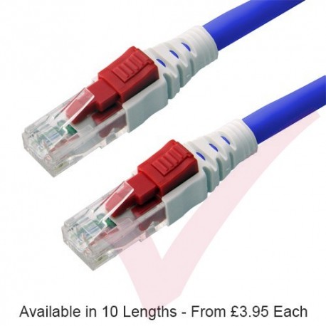 Blue - Lockable Cat6 UTP 24AWG LS0H RJ45 Security Patch Cord with Key
