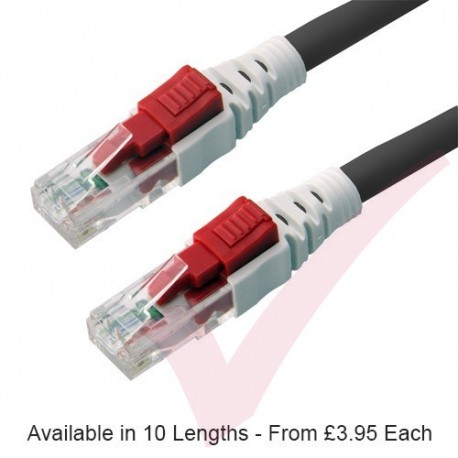 Black - Lockable Cat6 UTP 24AWG LS0H RJ45 Security Patch Cord with Key