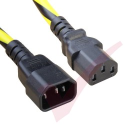 C13 to C14 Hazard Caution SJT Power Cable 1.8 Metre Black & Yellow