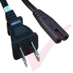 2.0 Metre Black - USA Plug 2 Pin to C7 Figure of 8 Connector 18AWG Power Cable