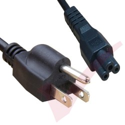 2.0 Metre Black - USA Plug 3 Pin to C5 Clover Leaf Connector 18AWG Power Cable