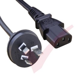 2.0 Metre Australian Plug to IEC C13 Connector 0.75mm2 Power Cable Black