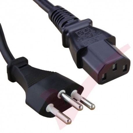 2.5 Metre Black - Italian Plug to IEC C13 Connector 1mm2 Power Cable