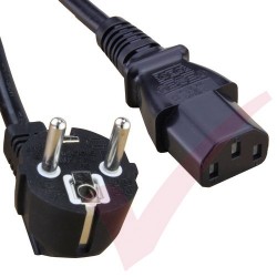 2.0 Metre Black - Schuko Euro Angled Right to IEC C13 Connector 0.75mm2 Power Cable