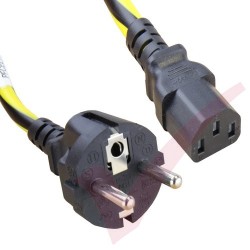 1.8 Metre (6ft) Schuko Euro to C13 Caution Black & Yellow Cables						