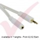White - 3.5mm Stereo M-F Extension With Gold Connectors