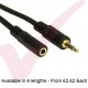 Black - 3.5mm Stereo M-F Extension With Gold Connections