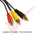 Black - 3x RCA - 3x RCA Gold Contacts