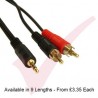 Black - 3.5mm Stereo - 2x RCA With Gold Connectors