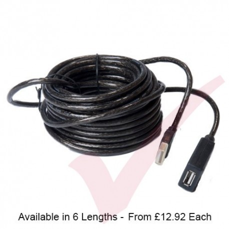 Black - USB 2.0 Active Repeater Cable, 480Mbps - A Male - A Female