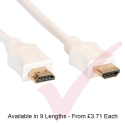 White - HDMI High Speed Ethernet, support 3D - 2k & 4k Resolution, Gold Connectors
