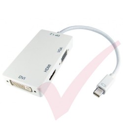 White - Mini Display Port to HDMI, DVI, VGA Adapter