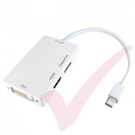 White - Mini Display Port to HDMI, DVI, Display Port Adapter