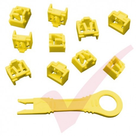 RJ45 Lockdown Jack Blockout Device 10 Pack in Yellow with Key - RJ45JLP-10X