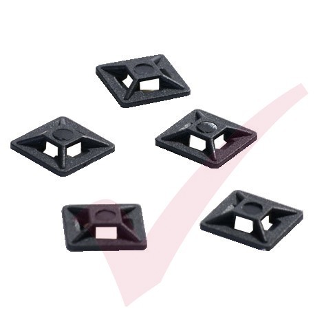Black Adhesive Cable Tie Base - 100 Pack