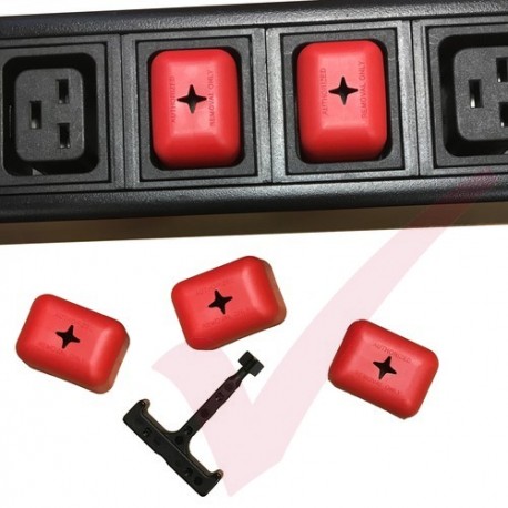 5 Pack - C19 Power PDU Shield Outlet cover in Red with Removal Tool