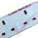 White - 2 Way Socket Gang Block Surge and Spike Protected Extension Lead