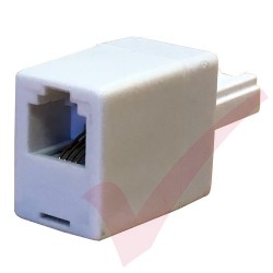 BT Male Plug - RJ11 Female 4 Wire Straight Through Socket Phone Adaptor White