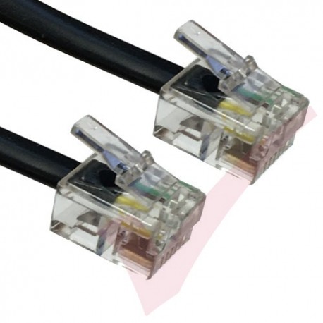 Black RJ11 - RJ11 ADSL Modem Cable 6P4C