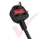 Vertical IEC (C19) Socket to UK 13A Plug with 3 Metre Trailing Cable 