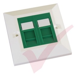 Excel Cat5e Single Faceplate with 2x RJ45 Modules Green