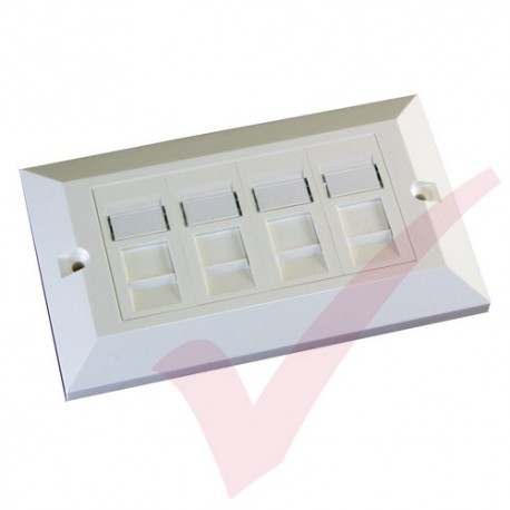 Excel Cat5e Single Faceplate with 4x RJ45 Modules White