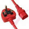2.0 Metre UK Plug (10 Amp) - C13 High Grade PVC Power Cable Red