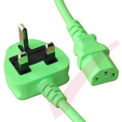 2.5 Metre UK Plug (10 Amp) - C13 High Grade PVC Power Cable Green