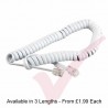 White RJ10 4P4C Connectors Coiled Telephone Cord