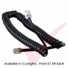 Black RJ10 4P4C Connectors Coiled Telephone Cord