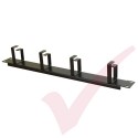 Black 1U 4 Ring Cable Tidy (66mm Rings) Management Bar