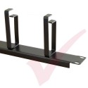Black 1U 4 Ring Cable Tidy (100mm Rings) Management Bar