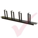 Black 1U 4 Ring Cable Tidy (100mm Rings) Management Bar