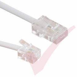 White RJ11 - RJ45 Cable 4 Core Straight Through Modem Lead