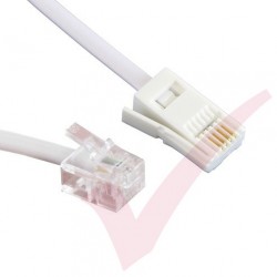 White BT - RJ11 4 Wire Cross Over Cable