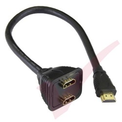 HDMI Male - 2x HDMI A Female Black Adapter
