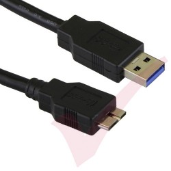 2Mtr Black - USB 3.0 Superspeed Data Cable A Male to Micro B Male, 5mm