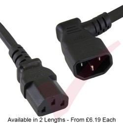 Black - C13 Straight - C14 Angled Right (C14 Plug) - IEC Female Straight (C13) Premium SJT Power Cable
