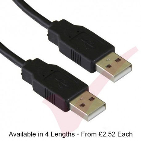 Black - USB 2.0 A Male to A Male Data Cable