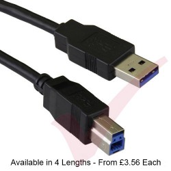 Black - USB 3.0 A Male to B Male Superspeed Data Cable 