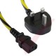 1.8 Metre (6ft) Black & Yellow - UK Plug to IEC C13 Connector Caution Black & Yellow Cable