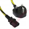 1.8 Metre (6ft) UK Plug to C13 Caution Black & Yellow Power Cable