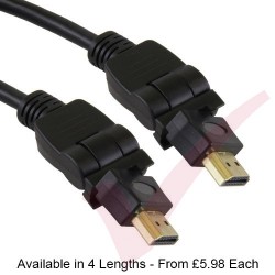 Black - HDMI High Speed Ethernet, support 3D, Rotate & Swivel, Gold Connectors