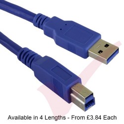 Blue - USB 3.0 A Male to B Male Superspeed Data Cable