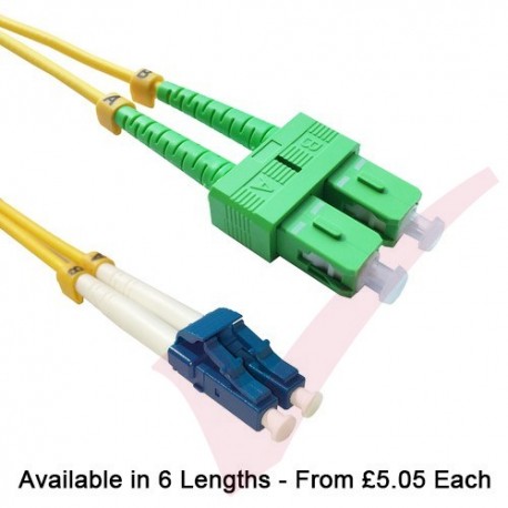 LC to SC/APC Fibre Patch Cables OS2 Singlemode Yellow